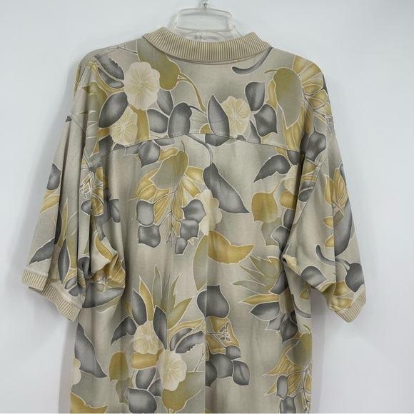 TOMMY BAHAMA Green Silk Blend Floral Polo Shirt Men's Size XL Short Sleeves - Picture 9 of 11